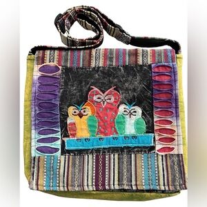 Rising International Multicolor Owl Shoulder Crossbody Hobo Hippie Bag